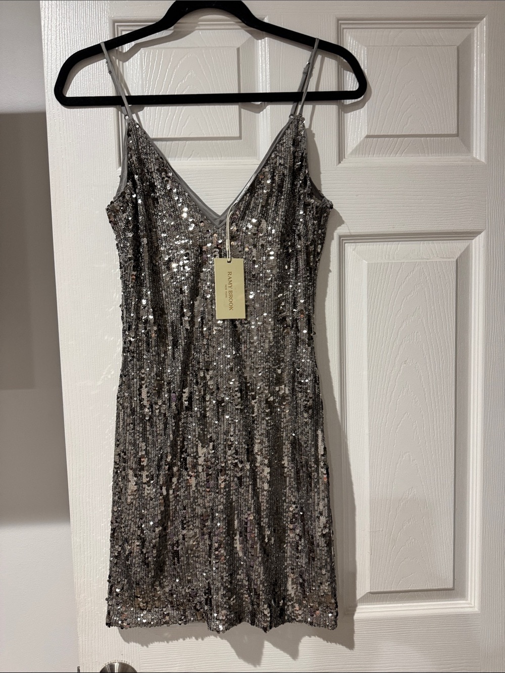 Ramy Brook Silver Sequin Mini Slip Dress size4
